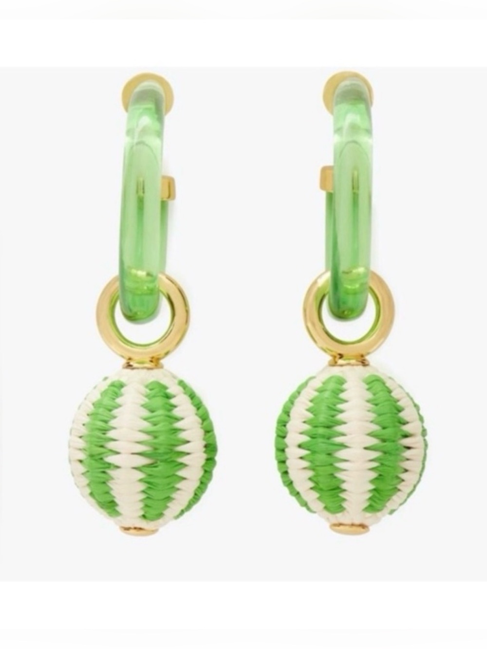 🩶KATE SPADE FEELING BUBBLY RAFFIA CHARM HOOP EARRINGS - NWT🩶